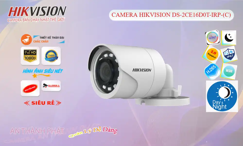 DS-2CE16D0T-IRP(C) Camera An Ninh Sắt Nét