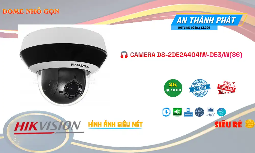 Camera Hikvision DS-2DE2A404IW-DE3/W(S6)