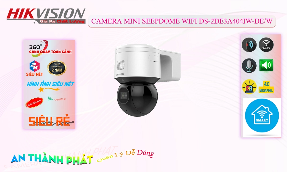 Camera DS-2DE3A404IW-DE/W Xoay Thu Âm