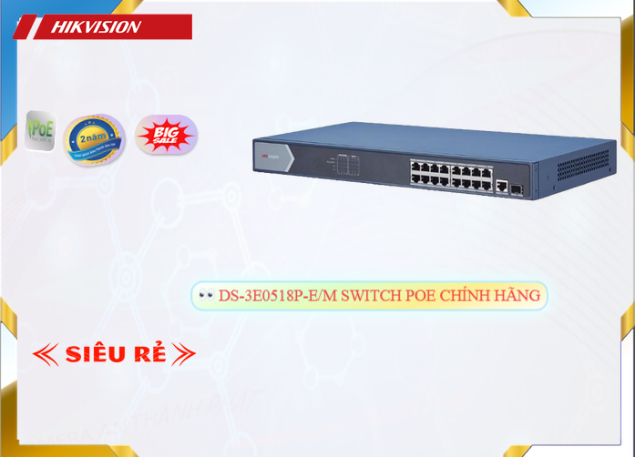 Hikvision Switch chuyển đổi dữ liệu DS-3E0518P-E/M Hikvision Switch chuyển đổi dữ liệu DS-3E0518P-E/M