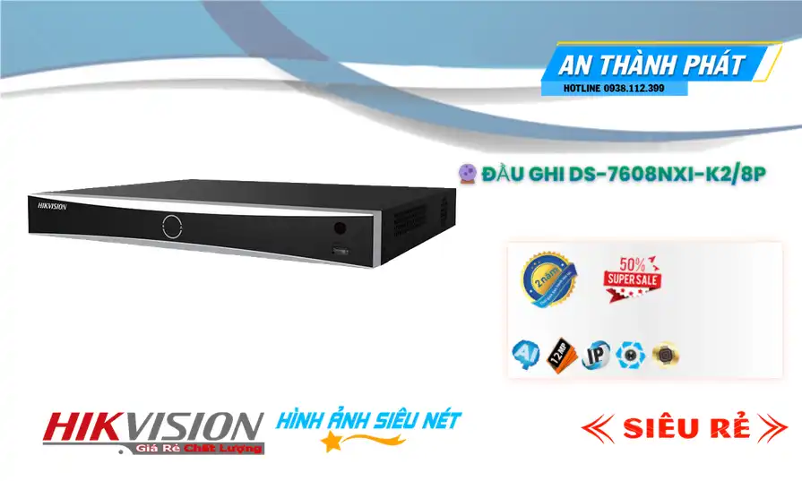 DS-7608NXI-K2/8PThiết Bị Ghi Hình Thiết kế Đẹp  Hikvision