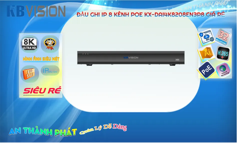 KX-DAi4K8208EN3P8 Đầu Thu KBvision ✪ KX-DAi4K8208EN3P8 Đầu Thu KBvision ✪