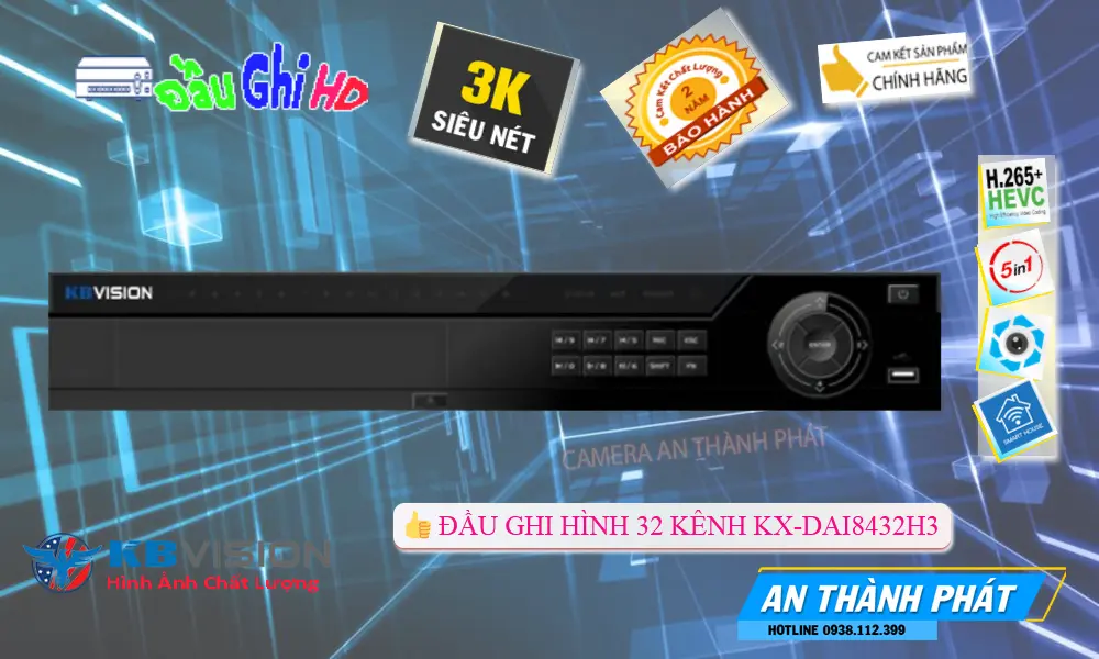 Đầu Ghi Camera KX-DAi8432H3 KBvision Chức Năng Cao Cấp Đầu Ghi Camera KX-DAi8432H3 KBvision Chức Năng Cao Cấp