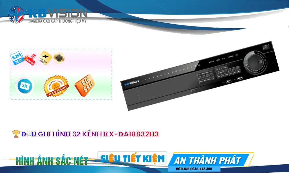 Đầu Ghi Camera KX-DAi8832H3 KBvision Thiết kế Đẹp Đầu Ghi Camera KX-DAi8832H3 KBvision Thiết kế Đẹp