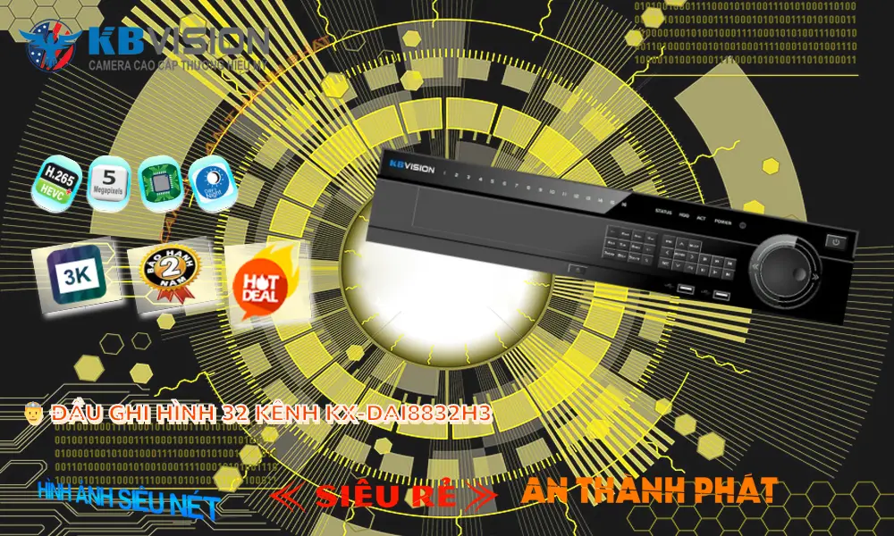 Đầu Ghi Camera KX-DAi8832H3 KBvision Thiết kế Đẹp Đầu Ghi Camera KX-DAi8832H3 KBvision Thiết kế Đẹp