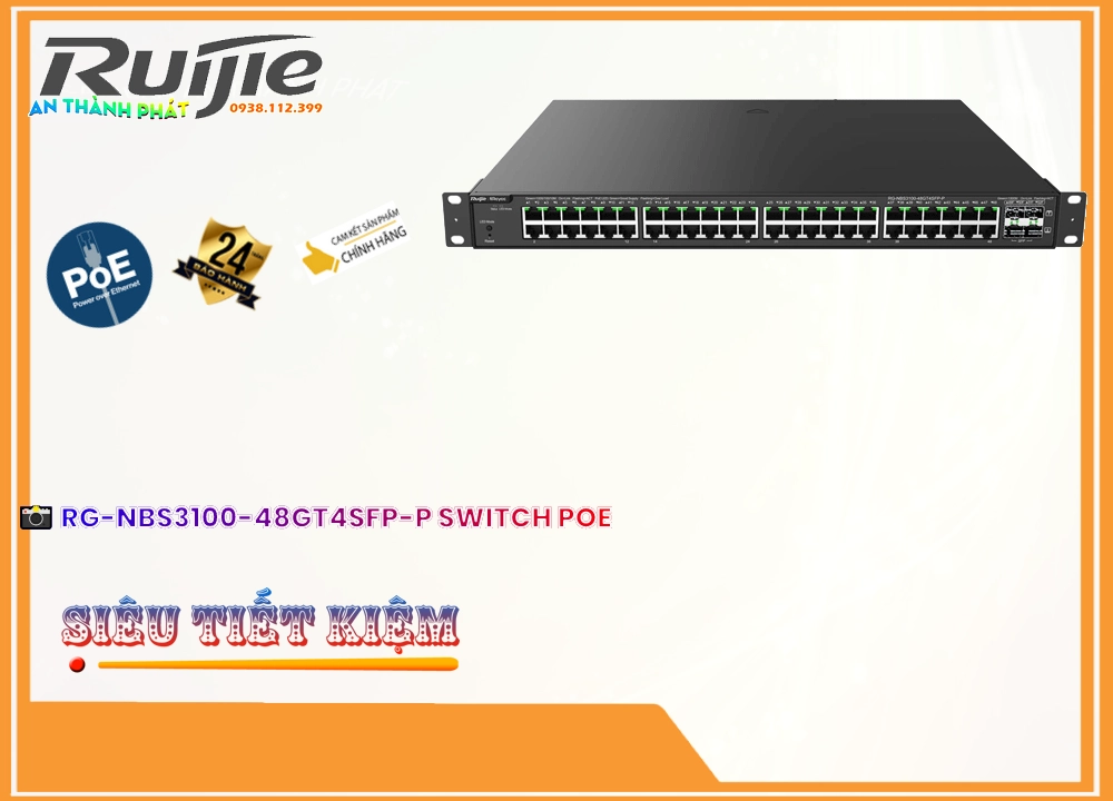 Hãng Ruijie Bộ Quản Lý Mạng RG-NBS3100-48GT4SFP-P Hãng Ruijie Bộ Quản Lý Mạng RG-NBS3100-48GT4SFP-P