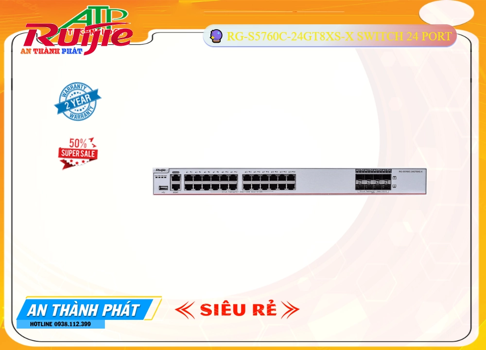 Bộ chia mạng RG-S5760C-24GT8XS-X Hãng Ruijie Bộ chia mạng RG-S5760C-24GT8XS-X Hãng Ruijie
