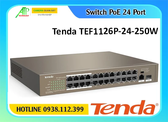 TendaTEF1126P-24-250W,Giá giá sỉ TendaTEF1126P-24-250W,TendaTEF1126P-24-250W Giá Khuyến Mãi,Bán giá rẻ ,phân phối, Poe Switch Tenda TEF1126P-24-250W