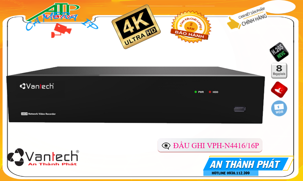 Đầu Ghi Camera VPH-N4416/16P VanTech Chức Năng Cao Cấp ✨ Đầu Ghi Camera VPH-N4416/16P VanTech Chức Năng Cao Cấp ✨