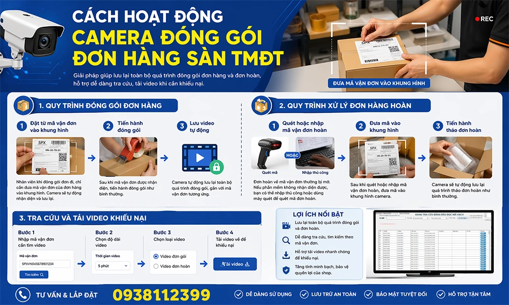 cách hoạt động camera đóng gói đơn hàng sàn TMĐT
