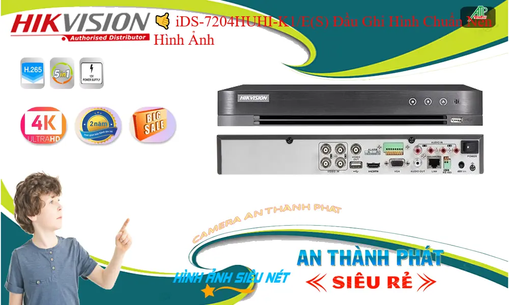 Đầu Thu KTS  Hikvision iDS-7204HUHI-K1/E(S) Thiết kế Đẹp