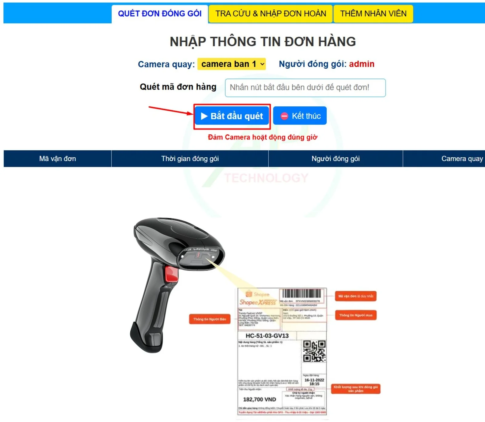 cách sử dụng hệ thống mã vận đơn bước 1